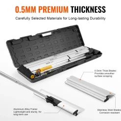 VEVOR Drywall Skimming Blade Set, 10/16/24/32/40 in Skimming Blades + 34-81.6 in Extension Handle Pole, Stainless Steel Knife Professional Skim Coat Tools, for Gyprock/WallBoard/Plasterboard