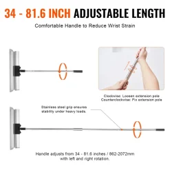 VEVOR Drywall Skimming Blade Set, 10/16/24/32/40 in Skimming Blades + 34-81.6 in Extension Handle Pole, Stainless Steel Knife Professional Skim Coat Tools, for Gyprock/WallBoard/Plasterboard