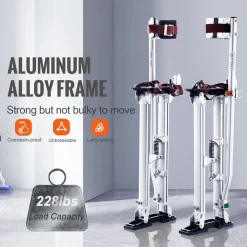 VEVOR Drywall Stilts, 24''-40'' Adjustable Aluminum Tool Stilts with Protective Knee Pads, Durable and Non-slip Work Stilts for Sheetrock Painting, Walking, Taping, Silver