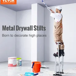 VEVOR Drywall Stilts, 24''-40'' Adjustable Aluminum Tool Stilts with Protective Knee Pads, Durable and Non-slip Work Stilts for Sheetrock Painting, Walking, Taping, Silver