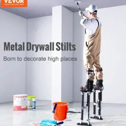 VEVOR Drywall Stilts, 24''-40'' Adjustable Aluminum Tool Stilts with Protective Knee Pads, Durable and Non-slip Work Stilts for Sheetrock Painting, Walking, Taping, Black