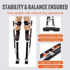 VEVOR Drywall Stilts, 24''-40'' Adjustable Aluminum Tool Stilts with Protective Knee Pads, Durable and Non-slip Work Stilts for Sheetrock Painting, Walking, Taping, Black