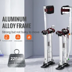 VEVOR Drywall Stilts, 18''-30'' Adjustable Aluminum Tool Stilts with Protective Knee Pads, Durable and Non-slip Work Stilts for Sheetrock Painting, Walking, Taping, Silver