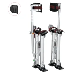 VEVOR Drywall Stilts, 18''-30'' Adjustable Aluminum Tool Stilts with Protective Knee Pads, Durable and Non-slip Work Stilts for Sheetrock Painting, Walking, Taping, Silver