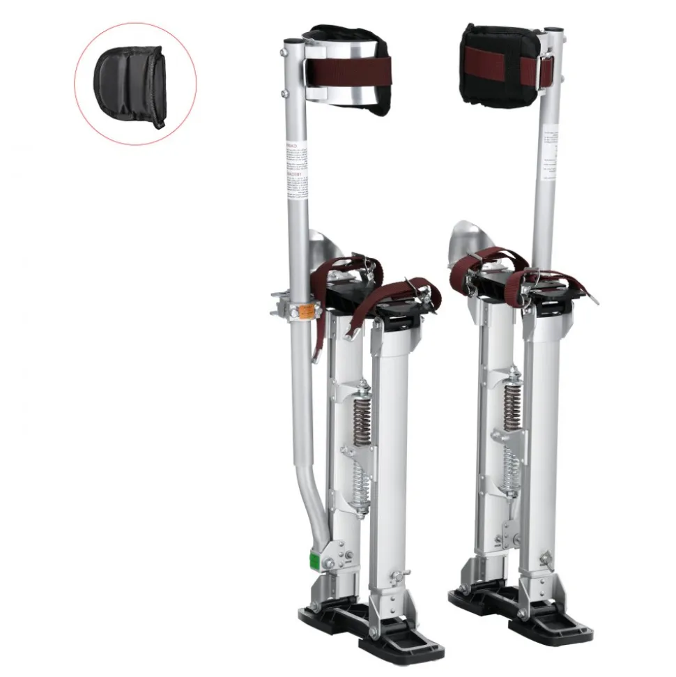 VEVOR Drywall Stilts, 18''-30'' Adjustable Aluminum Tool Stilts with Protective Knee Pads, Durable and Non-slip Work Stilts for Sheetrock Painting, Walking, Taping, Silver