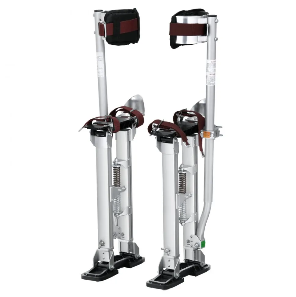 VEVOR Drywall Stilts, 18''-30'' Adjustable Aluminum Tool Stilts with Protective Knee Pads, Durable and Non-slip Work Stilts for Sheetrock Painting, Walking, Taping, Silver