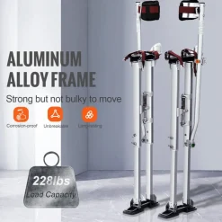 VEVOR Drywall Stilts, 36''-50'' Adjustable Aluminum Tool Stilts with Protective Knee Pads, Durable and Non-slip Work Stilts for Sheetrock Painting, Walking, Taping, Silver