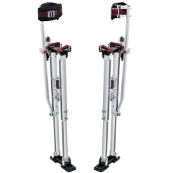 VEVOR Drywall Stilts, 36''-50'' Adjustable Aluminum Tool Stilts with Protective Knee Pads, Durable and Non-slip Work Stilts for Sheetrock Painting, Walking, Taping, Silver