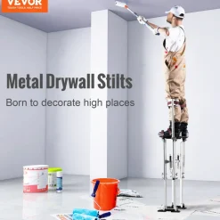 VEVOR Drywall Stilts, 36''-50'' Adjustable Aluminum Tool Stilts with Protective Knee Pads, Durable and Non-slip Work Stilts for Sheetrock Painting, Walking, Taping, Silver