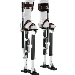 VEVOR Drywall Stilts, 19.1–31.1 in Adjustable Aluminum Painter Stilts, 228 lbs Load Capacity, Non-Slip Rubber Feet, Dual Spring Shock Absorption, Comfortable Leg Straps for Painting, Decoration, Black