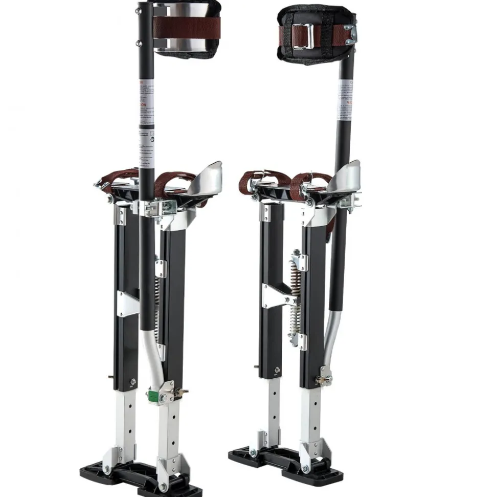 VEVOR Drywall Stilts, 19.1–31.1 in Adjustable Aluminum Painter Stilts, 228 lbs Load Capacity, Non-Slip Rubber Feet, Dual Spring Shock Absorption, Comfortable Leg Straps for Painting, Decoration, Black