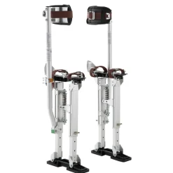 VEVOR Drywall Stilts, 16.1–24.1 in Adjustable Aluminum Painter Stilts, 228 lbs Load Capacity, Non-Slip Rubber Feet, Dual Spring Shock Absorption, Comfortable Leg Straps for Painting, Decoration,Silver