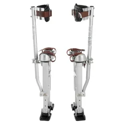 VEVOR Drywall Stilts, 16.1–24.1 in Adjustable Aluminum Painter Stilts, 228 lbs Load Capacity, Non-Slip Rubber Feet, Dual Spring Shock Absorption, Comfortable Leg Straps for Painting, Decoration,Silver