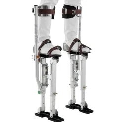VEVOR Drywall Stilts, 16.1–24.1 in Adjustable Aluminum Painter Stilts, 228 lbs Load Capacity, Non-Slip Rubber Feet, Dual Spring Shock Absorption, Comfortable Leg Straps for Painting, Decoration,Silver
