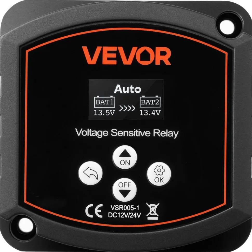 VEVOR Dual Battery Isolator Kit, 12V 300 Amp 20 ft 2AWG, Manual and Automatic VSR Voltage Sensitive Relay with Voltmeter, LCD Screen, Smart Battery Isolator, Compatible with Lithium Batteries, for UTV