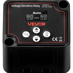 VEVOR Dual Battery Isolator Kit, 12V 140 Amp 20 ft 6AWG, Manual and Automatic VSR Voltage Sensitive Relay with Voltmeter, LCD Screen, Smart Battery Isolator, Compatible with Lithium Batteries, for UTV