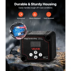 VEVOR Dual Battery Isolator Kit, 12V 140 Amp 20 ft 6AWG, Manual and Automatic VSR Voltage Sensitive Relay with Voltmeter, LCD Screen, Smart Battery Isolator, Compatible with Lithium Batteries, for UTV