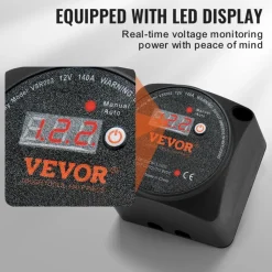 VEVOR Dual Battery Isolator Kit, 12V 140Amp, Manual and Auto Modes VSR Voltage Sensitive Relay with LCD Screen, Smart Battery Isolator for ATV UTV RV Camper Off-Road Vehicle Caravan Truck Boat Yacht