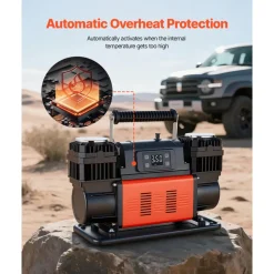 VEVOR Dual-Cylinder Heavy Duty Air Compressor, 10.6CFM Auto-Stop Portable Tire Inflator, 12V 150PSI Offroad Air Pump with LCD Digital Display & Adapters for Truck Car SUV 4 x 4 Vehicle RV