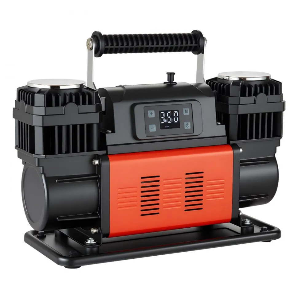 VEVOR Dual-Cylinder Heavy Duty Air Compressor, 10.6CFM Auto-Stop Portable Tire Inflator, 12V 150PSI Offroad Air Pump with LCD Digital Display & Adapters for Truck Car SUV 4 x 4 Vehicle RV