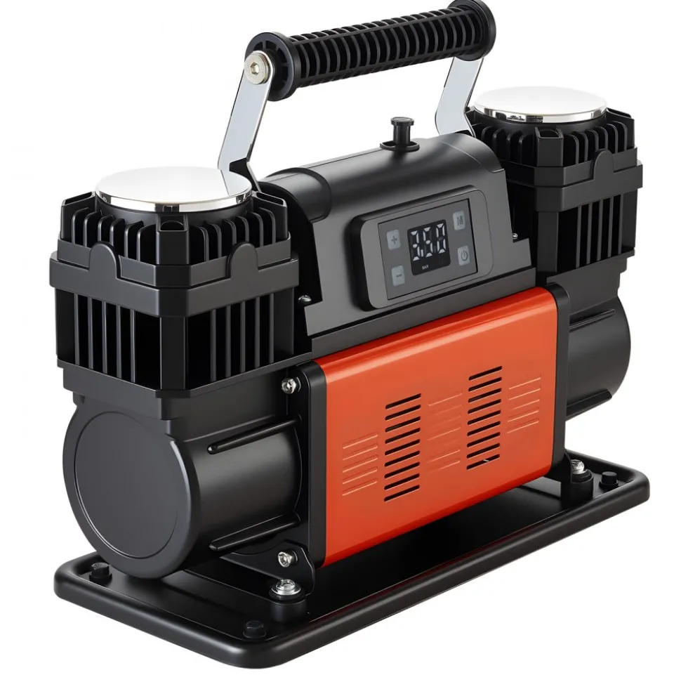 VEVOR Dual-Cylinder Heavy Duty Air Compressor, 10.6CFM Auto-Stop Portable Tire Inflator, 12V 150PSI Offroad Air Pump with LCD Digital Display & Adapters for Truck Car SUV 4 x 4 Vehicle RV