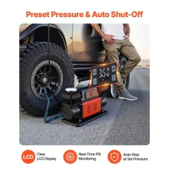 VEVOR Dual-Cylinder Heavy Duty Air Compressor, 10.6CFM Auto-Stop Portable Tire Inflator, 12V 150PSI Offroad Air Pump with LCD Digital Display & Adapters for Truck Car SUV 4 x 4 Vehicle RV
