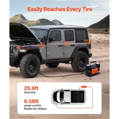 VEVOR Dual-Cylinder Heavy Duty Air Compressor, 10.6CFM Portable Tire Inflator, 12V 150PSI Offroad Air Pump with Digital Pressure Gauge & Adapters for Truck Car SUV 4 x 4 Vehicle RV