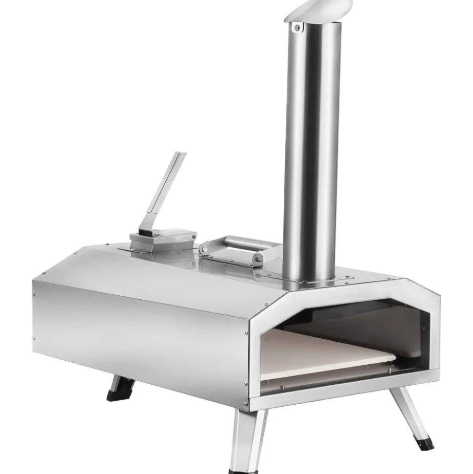 VEVOR Dual Fuel Pizza Oven for Outdoor Use, 12" Portable Pizza Oven, Pellet & Gas Powered Outdoor Pizza Oven with Thickened Cordierite Pizza Stone, Foldable Leg for Camping & Backyard