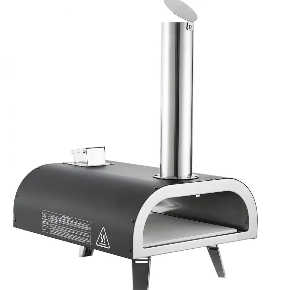 VEVOR Dual Fuel Pizza Oven Outdoor, 12 in Wood Fire & Propane Gas Pizza Oven, Portable Pellet & Propane Pizza-Maker with Thermometer, Iron Spray Black Shell Pizza-Cook for Outside Camping & Backyard