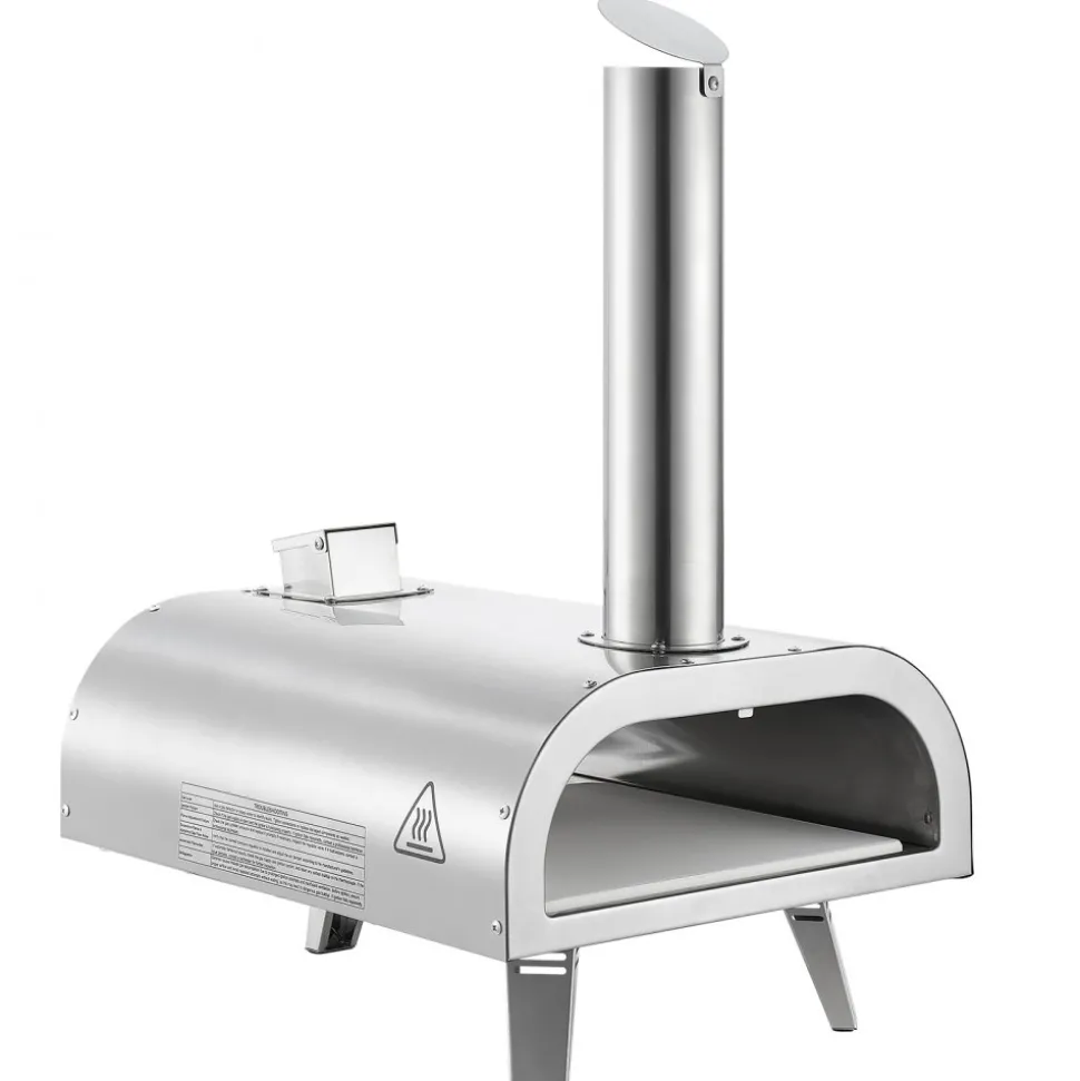 VEVOR Dual Fuel Pizza Oven Outdoor, 12 Inch Wood Fire & Propane Gas Pizza Oven, Pellet & Propane Pizza-Maker with Thermometer, Stainless Steel Pizza-Cook for Outside Camping & Backyard