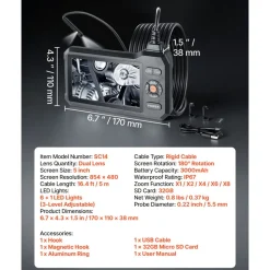 VEVOR Dual Lens Endoscope with Light, 5