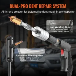 VEVOR Dual Pro Stud Welder Deluxe AL/Fe Dent Repair Kit, Professional 5KW Welder with Auto/Manual Welding and 10 Modes, 110V Spot Welding Dent Repair Machine for Steel & Aluminum Auto Panels Repair