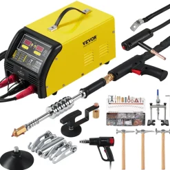 VEVOR Dual Pro Stud Welder Deluxe AL/Fe Dent Repair Kit, Professional 5KW Welder with Auto/Manual Welding and 10 Modes, 110V Spot Welding Dent Repair Machine for Steel & Aluminum Auto Panels Repair