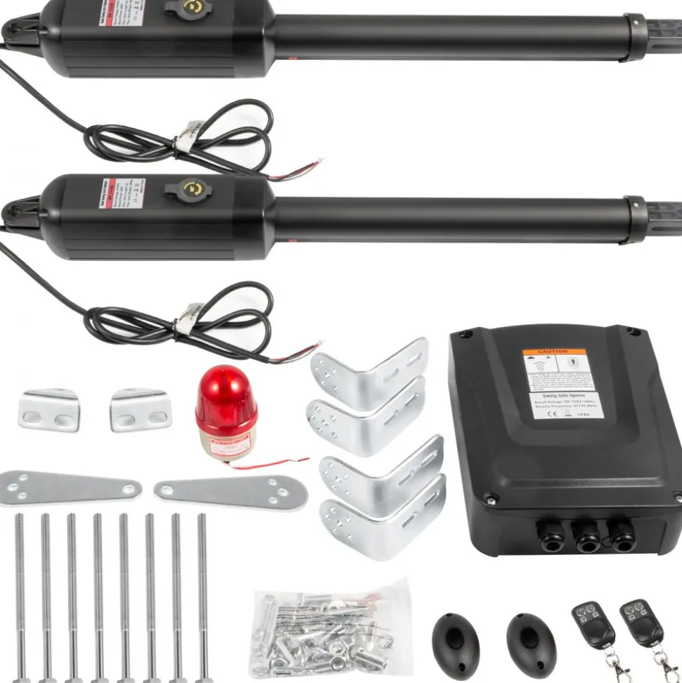 VEVOR Dual Swing Gate Opener Heavy Duty Automatic Gate Opener Up to 660lbs & 18ft Long Gate AC Powered 50W Automatic Gate Openers with Remote Complete Kit Push/Pull-to-Open Dual Gate Opener 16mm/s