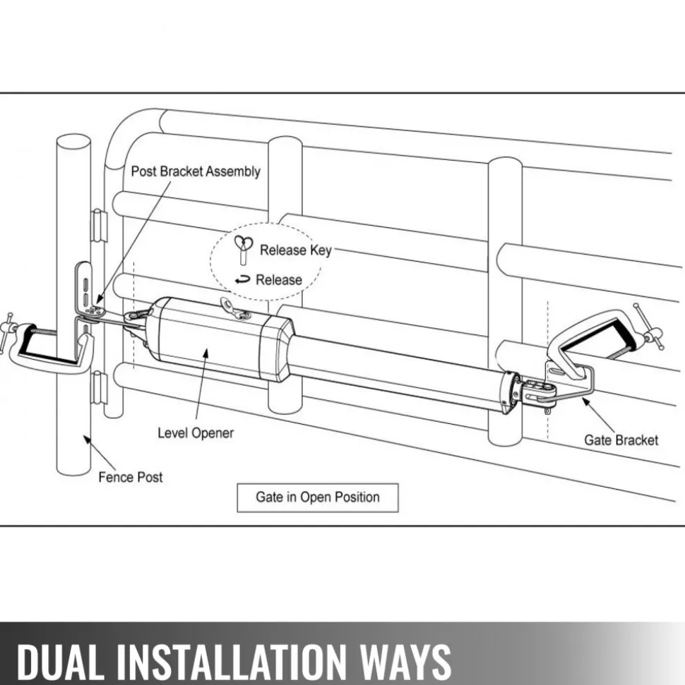 VEVOR Dual Swing Gate Opener Heavy Duty Automatic Gate Opener Up to 660lbs & 18ft Long Gate AC Powered 50W Automatic Gate Openers with Remote Complete Kit Push/Pull-to-Open Dual Gate Opener 16mm/s