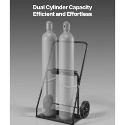 VEVOR Dual Welding Cylinder Cart, Oxygen Acetylene Tank Cart with 440LBS Static Weight Capacity, 10-Inch Solid Wheels and Tank Storage Safety Chains, Suitable for Double 12.5-Inch Dia. Gas Cylinders