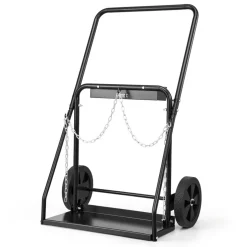 VEVOR Dual Welding Cylinder Cart, Oxygen Acetylene Tank Cart with 440LBS Static Weight Capacity, 10-Inch Solid Wheels and Tank Storage Safety Chains, Suitable for Double 12.5-Inch Dia. Gas Cylinders