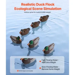 VEVOR Duck Decoys, Realistic Floating Duck Decoys, Weight Forward Swim, Plastic Duck Hunting Decoy Outdoor for Hunting, for Pool, Pond, and Lake, Garden Yard Decoration, Easy to Carry and Use, 6-Pack
