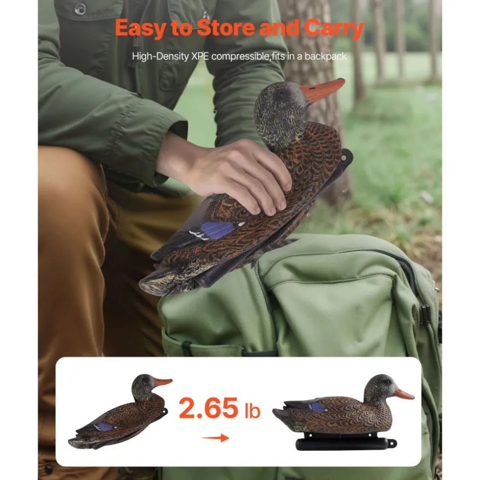 VEVOR Duck Decoys, Realistic Floating Duck Decoys, Weight Forward Swim, Plastic Duck Hunting Decoy Outdoor for Hunting, for Pool, Pond, and Lake, Garden Yard Decoration, Easy to Carry and Use, 6-Pack