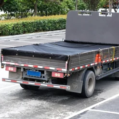 VEVOR Dump Truck Mesh Tarp, 6 x 14 ft, PVC Coated Black Heavy Duty Cover with 5.5" 18oz Double Pocket, Brass Grommets, Reinforced Double Needle Stitch Webbing Fits Manual or Electric Dump Truck System