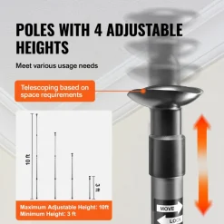 VEVOR Dust Barrier Poles, Carry Bag, 10 Ft Poles with 4 Telescoping Poles, and 32.8x13.12 Ft Plastic Film, for Interior Decoration and Painting Projects