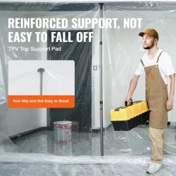 VEVOR Dust Barrier Poles, Carry Bag, 10 Ft Poles with 4 Telescoping Poles, and 32.8x13.12 Ft Plastic Film, for Interior Decoration and Painting Projects
