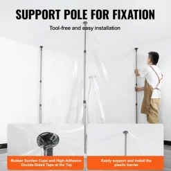 VEVOR Dust Barrier Poles, Carry Bag, 10 Ft Poles with 4 Telescoping Poles, and 32.8x13.12 Ft Plastic Film, for Interior Decoration and Painting Projects