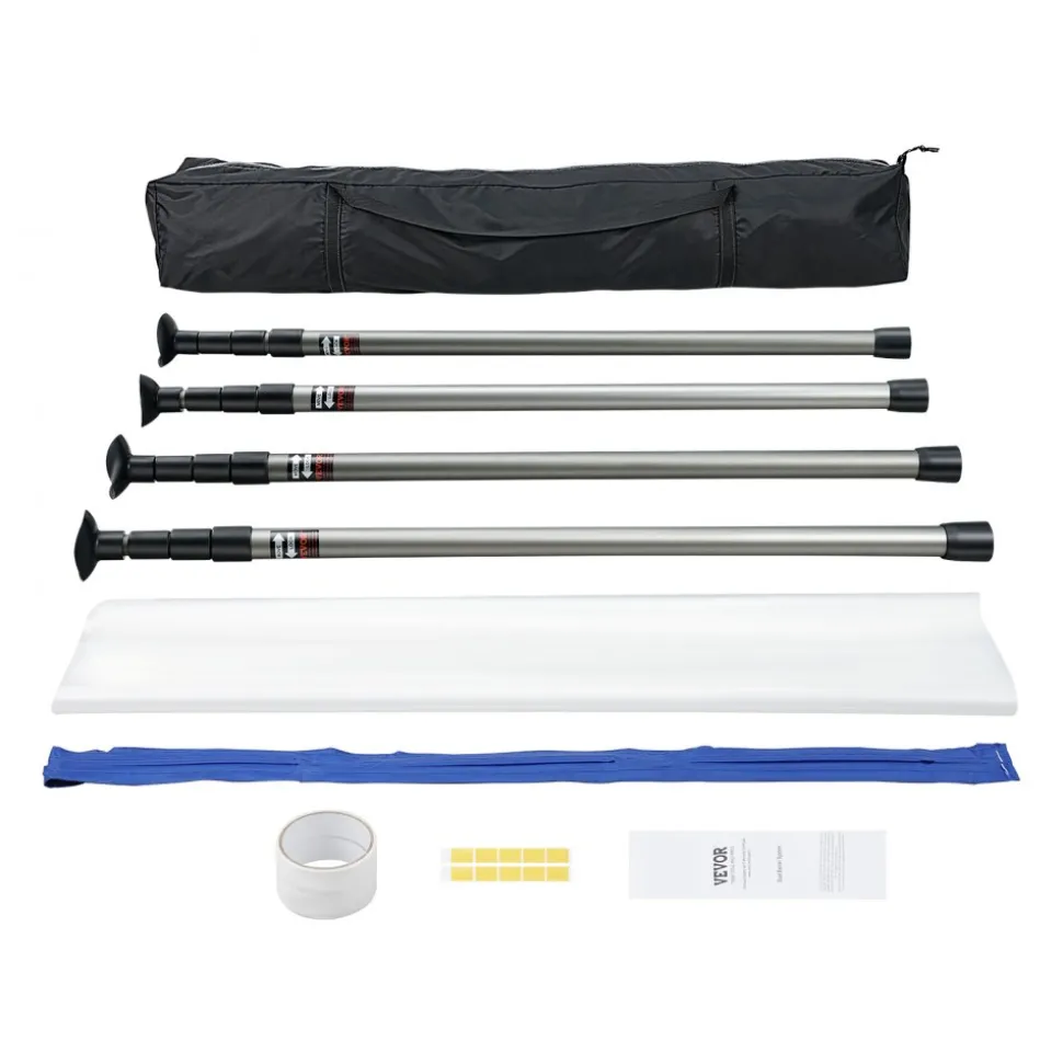 VEVOR Dust Barrier Poles, 12 Ft Barrier Poles, Dust Barrier System with 4 Telescoping Poles, Carry Bag and 32.8x13.12 Ft Plastic Film, for Interior Decoration, Painting