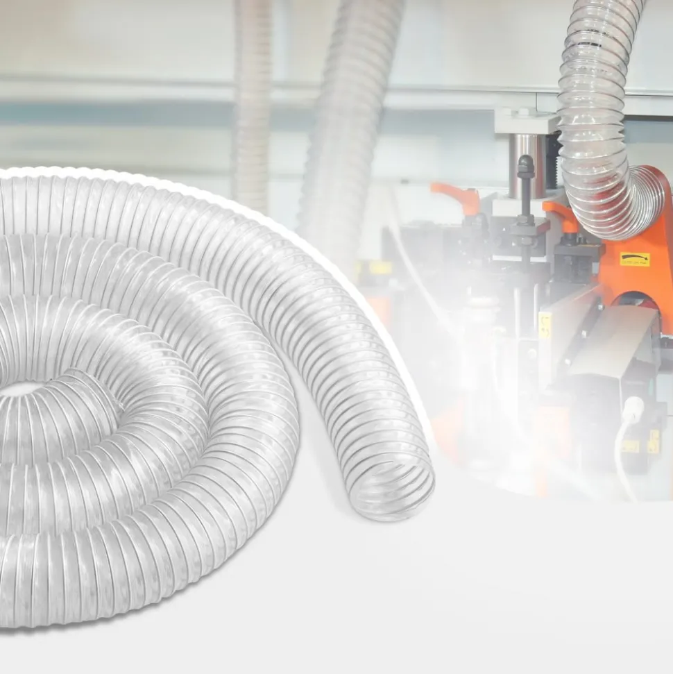 VEVOR Dust Collection Hose, 2.5'' x 10', Thickened PVC Material Puncture-Resistant Flexible Clear Hose with Carbon Steel Wire Coil 4 x 304 Stainless Clamps, for Table Saw, Band Saw, Planer, Jointer
