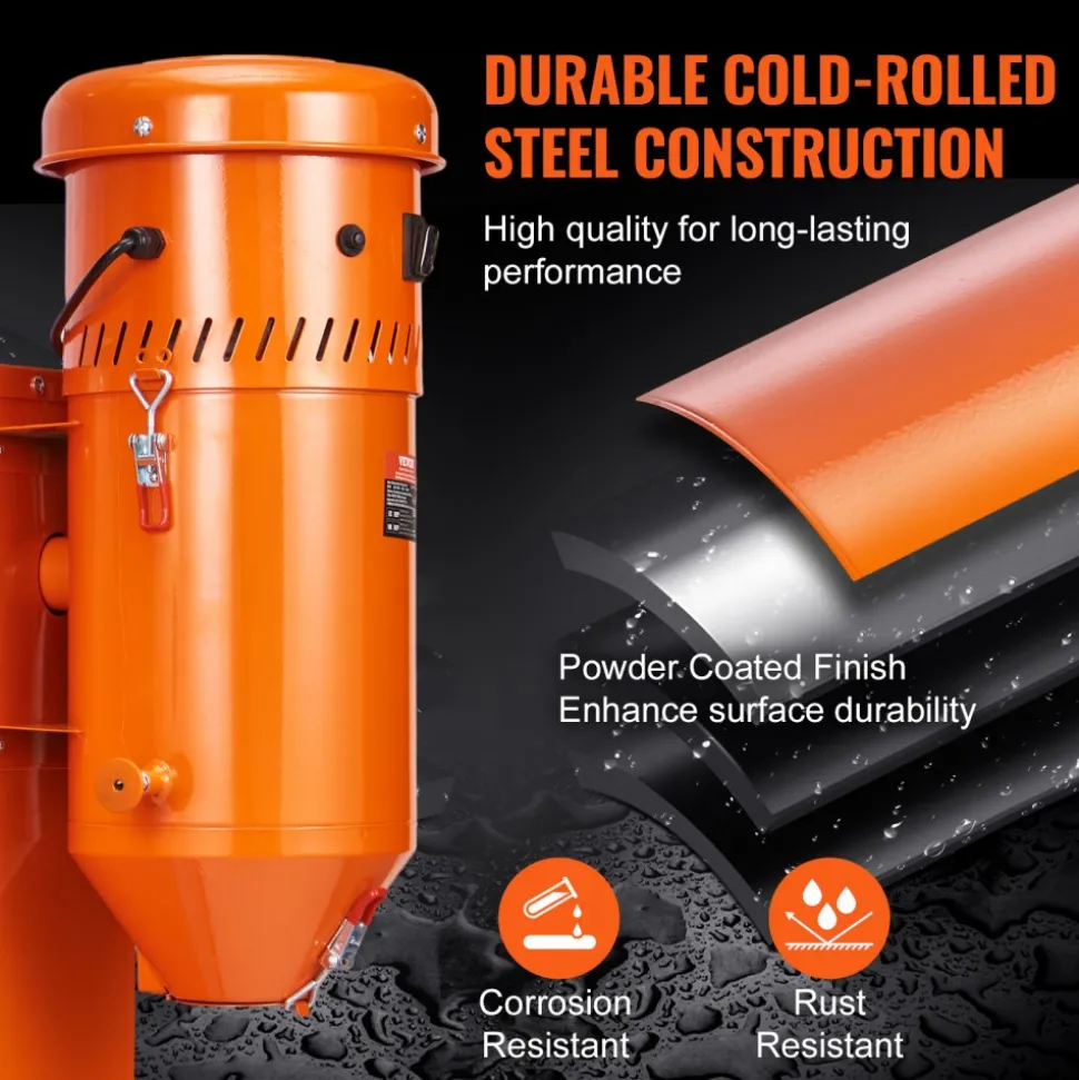 VEVOR Dust Collection System: 1.6-HP Dust Collector Media Reclaimer with 1.8 Gallon Capacity - Universal Fit for Sandblaster Cabinets and Media Blasters