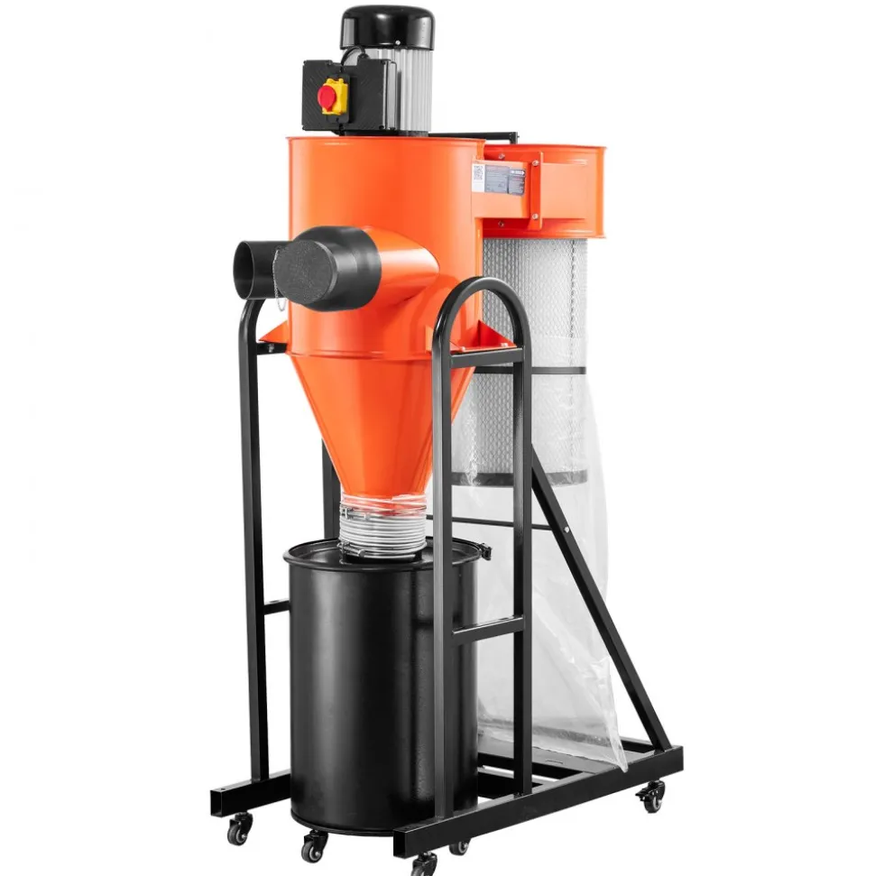 VEVOR Dust Collector, 763 CFM 1 Micron Cyclone Dust Collector, 1.5HP Dusts Collection System with 12.5-Gallon Dust Collector Bag & Base Stand, Smart Cyclone Separation, Dusts Separator for Woodworking