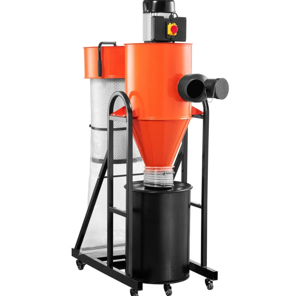 VEVOR Dust Collector, 763 CFM 1 Micron Cyclone Dust Collector, 1.5HP Dusts Collection System with 12.5-Gallon Dust Collector Bag & Base Stand, Smart Cyclone Separation, Dusts Separator for Woodworking