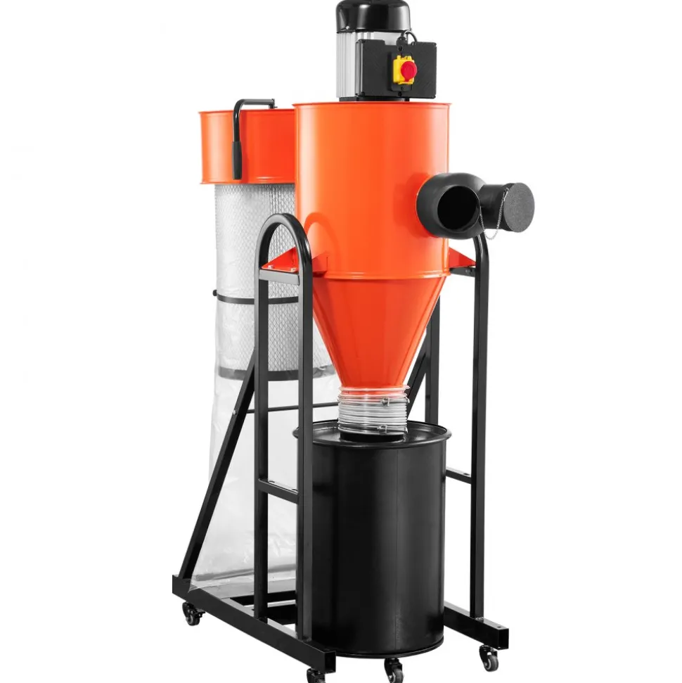 VEVOR Dust Collector, 763 CFM 1 Micron Cyclone Dust Collector, 1.5HP Dusts Collection System with 12.5-Gallon Dust Collector Bag & Base Stand, Smart Cyclone Separation, Dusts Separator for Woodworking
