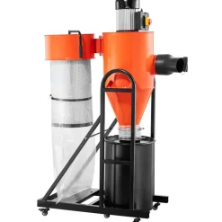 VEVOR Dust Collector, 763 CFM 1 Micron Cyclone Dust Collector, 1.5HP Dusts Collection System with 12.5-Gallon Dust Collector Bag & Base Stand, Smart Cyclone Separation, Dusts Separator for Woodworking